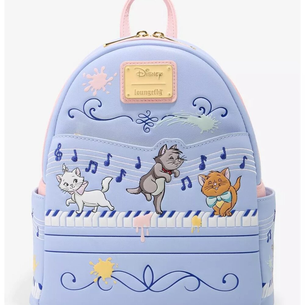 Loungefly Disney The Aristocats Kittens Piano Mini Backpack and Wallet NWT - Picture 4 of 9